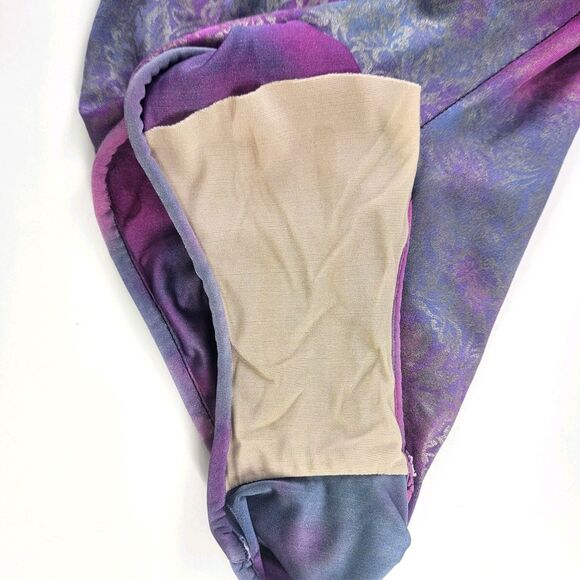 Vtg 80s Rose Marie Reid Rose Purple Pink Shimmery Silver Halter Swimsuit S/M/10 - Picture 7 of 16